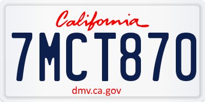 CA license plate 7MCT870