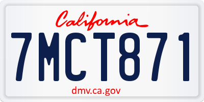 CA license plate 7MCT871