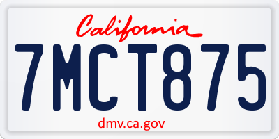 CA license plate 7MCT875