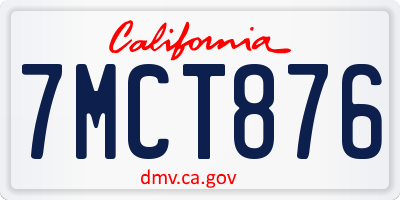 CA license plate 7MCT876