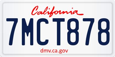 CA license plate 7MCT878