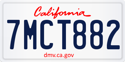 CA license plate 7MCT882
