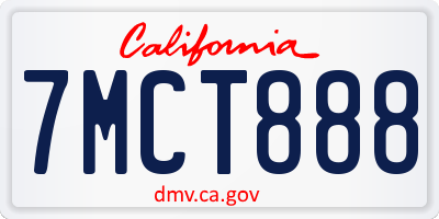 CA license plate 7MCT888