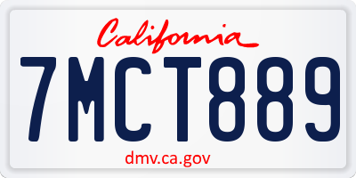 CA license plate 7MCT889