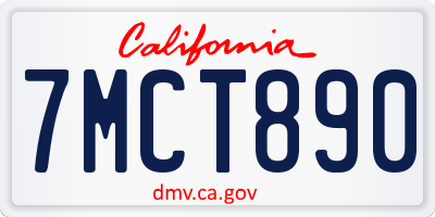 CA license plate 7MCT890