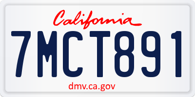 CA license plate 7MCT891