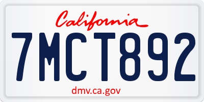CA license plate 7MCT892