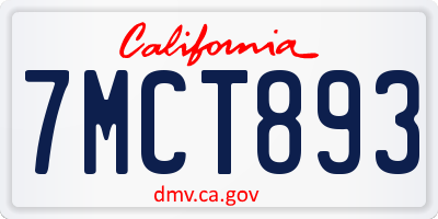 CA license plate 7MCT893