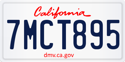 CA license plate 7MCT895