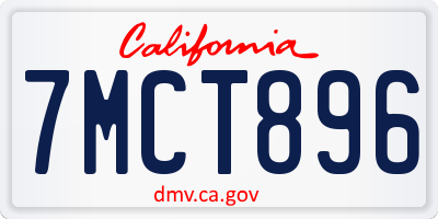CA license plate 7MCT896