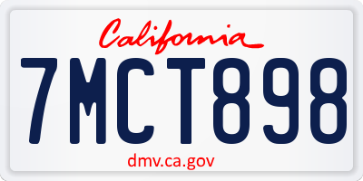 CA license plate 7MCT898