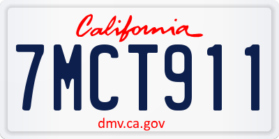 CA license plate 7MCT911