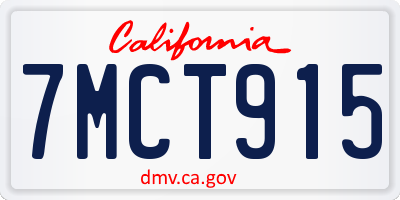 CA license plate 7MCT915
