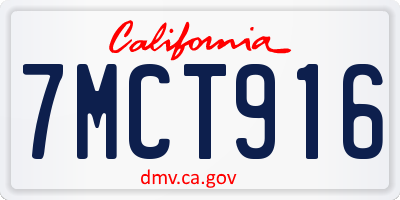 CA license plate 7MCT916
