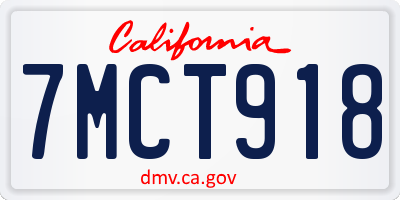 CA license plate 7MCT918