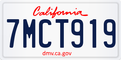 CA license plate 7MCT919
