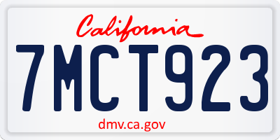 CA license plate 7MCT923