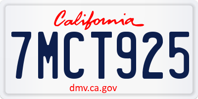 CA license plate 7MCT925