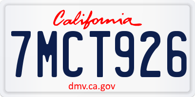 CA license plate 7MCT926