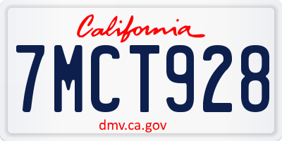 CA license plate 7MCT928