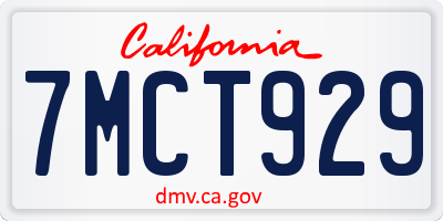 CA license plate 7MCT929