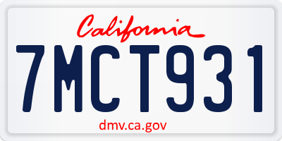 CA license plate 7MCT931