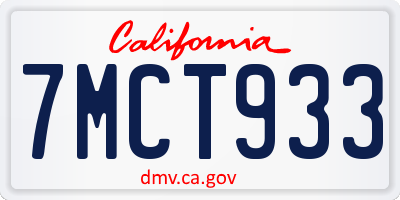 CA license plate 7MCT933