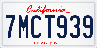 CA license plate 7MCT939