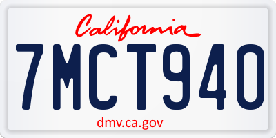 CA license plate 7MCT940