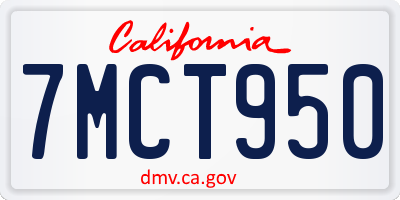 CA license plate 7MCT950