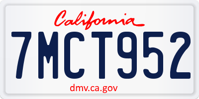 CA license plate 7MCT952