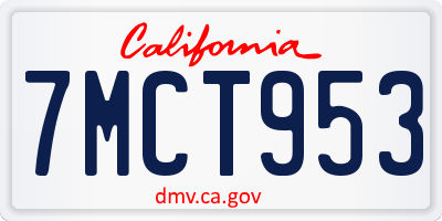 CA license plate 7MCT953
