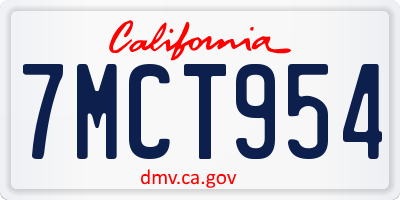 CA license plate 7MCT954