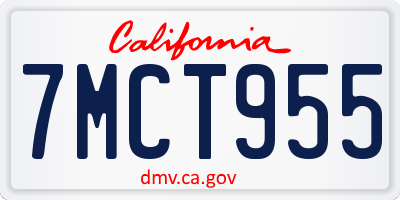 CA license plate 7MCT955