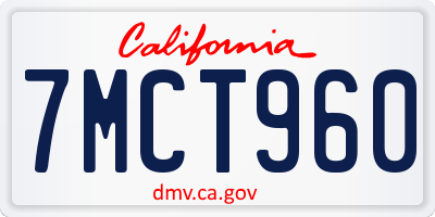 CA license plate 7MCT960