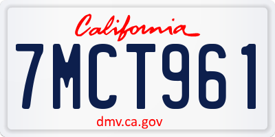 CA license plate 7MCT961