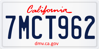 CA license plate 7MCT962