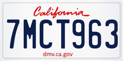 CA license plate 7MCT963