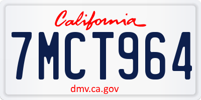 CA license plate 7MCT964