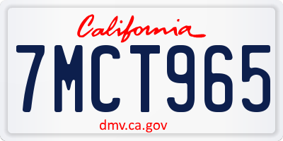 CA license plate 7MCT965