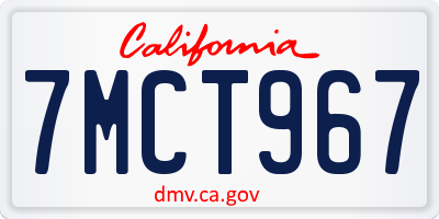 CA license plate 7MCT967