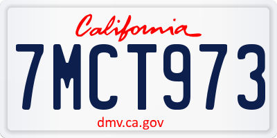 CA license plate 7MCT973