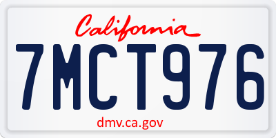 CA license plate 7MCT976