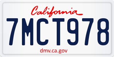 CA license plate 7MCT978