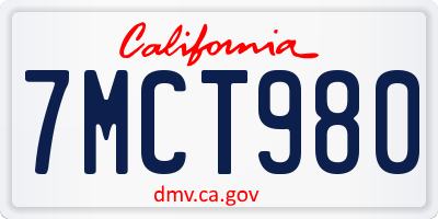 CA license plate 7MCT980