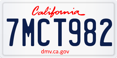 CA license plate 7MCT982