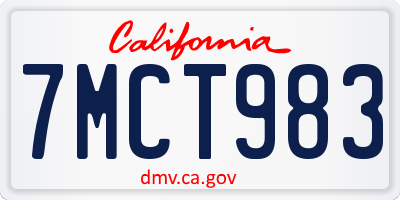 CA license plate 7MCT983