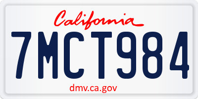 CA license plate 7MCT984