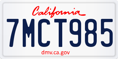 CA license plate 7MCT985