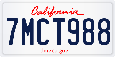 CA license plate 7MCT988